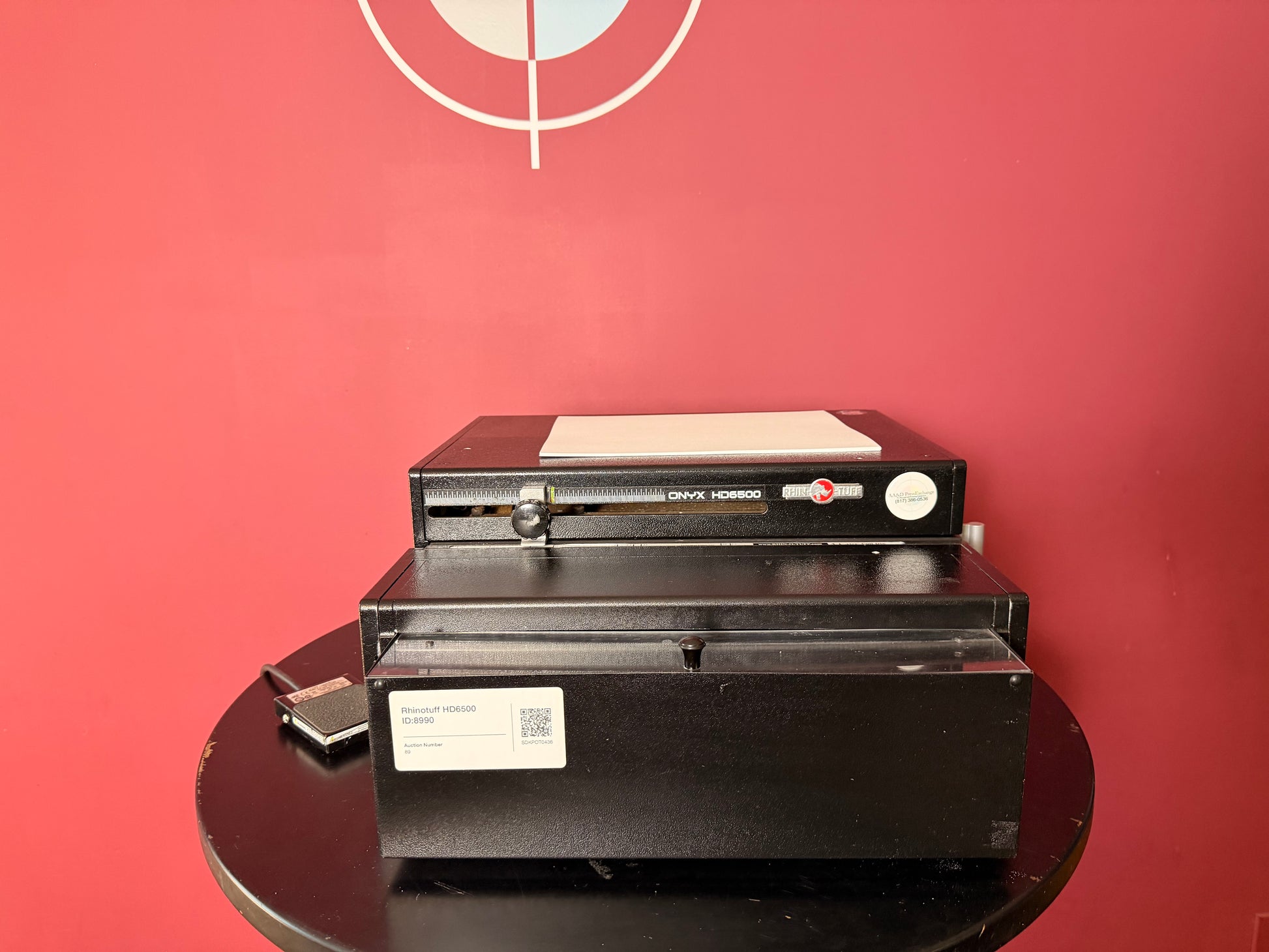 Used Rhin-O-Tuff Onyx 6500 4:1 Die electric paper punch front angle view – AA&D PressExchange