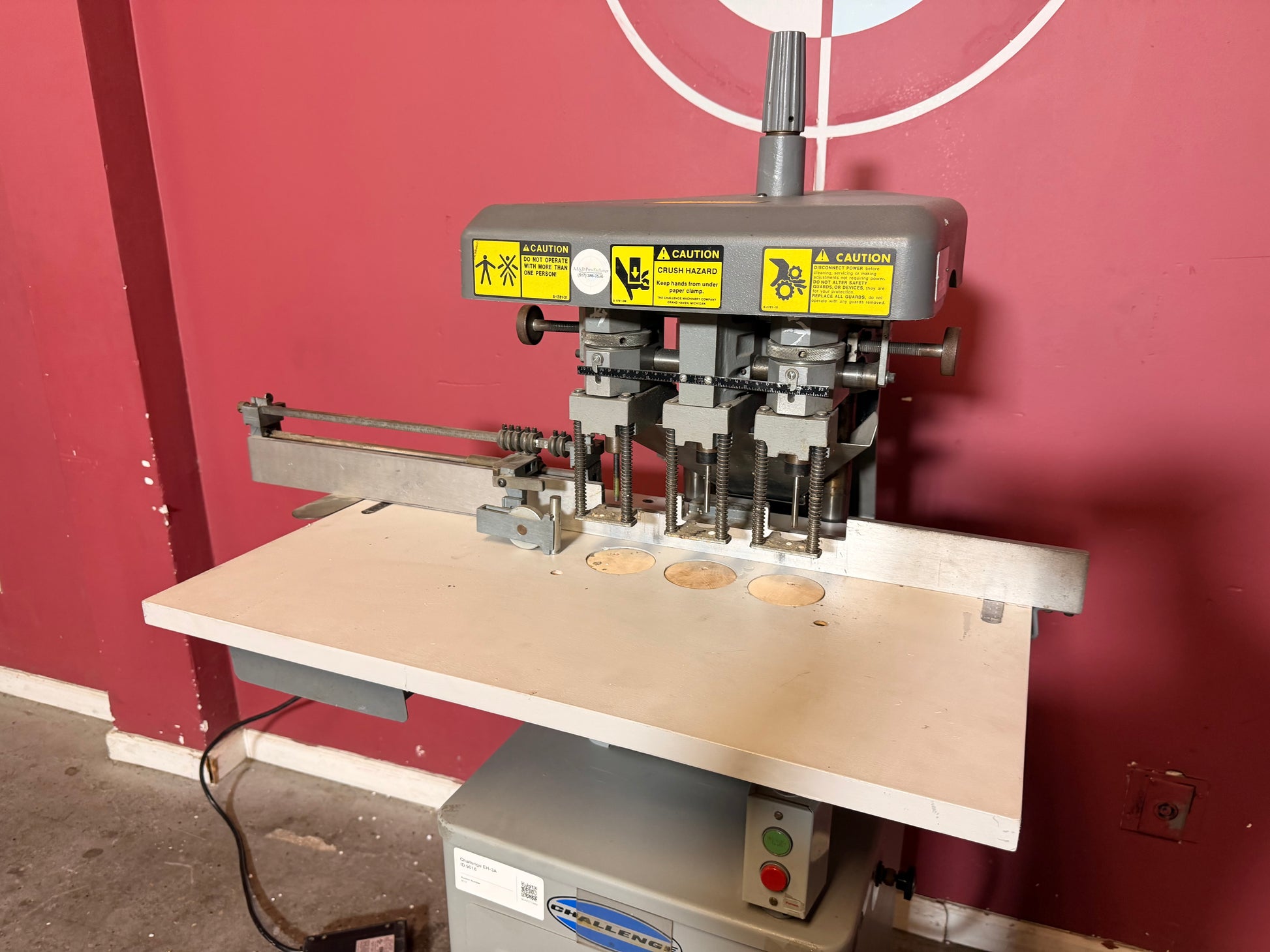 Used Challenge EH-3A Paper Drill control panel and hydraulic system detail