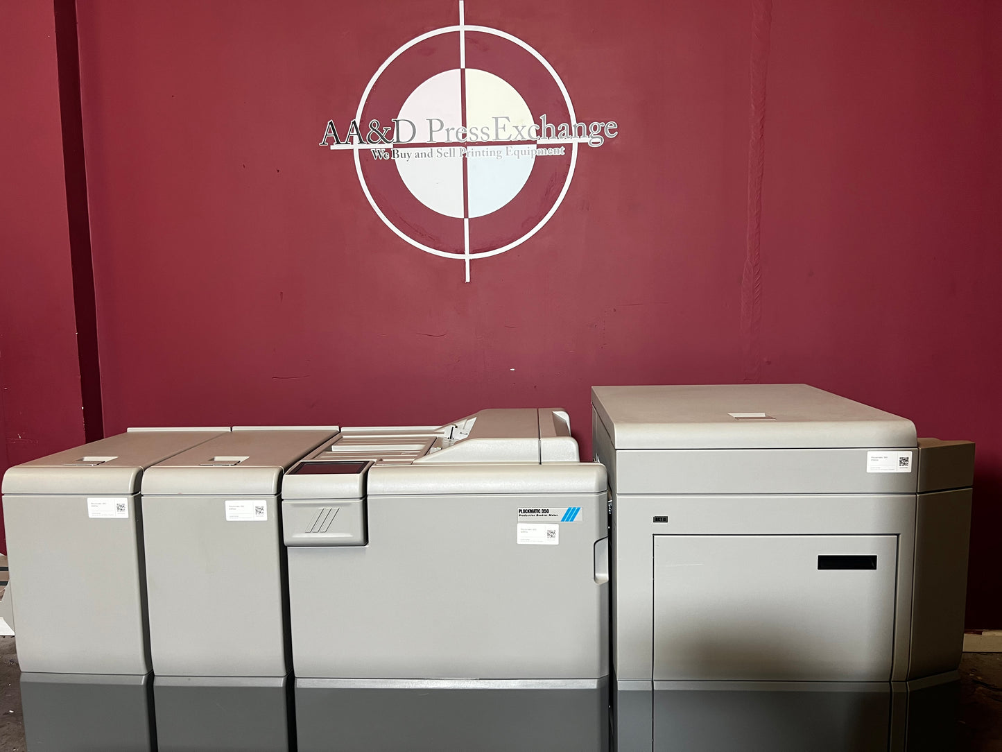 Used Plockmatic 350 70k meter booklet maker showing inline booklet making workflow – AA&D PressExchange