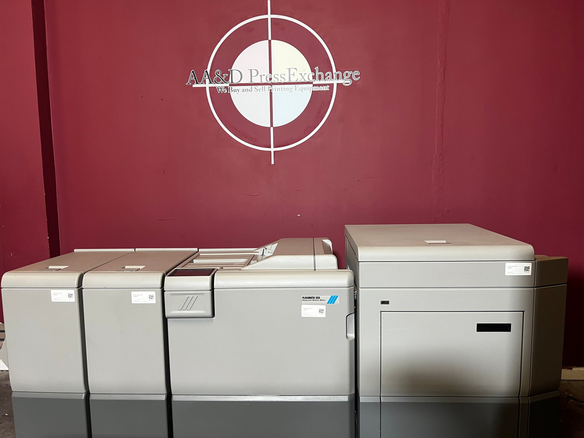 Used Plockmatic 350 70k meter booklet maker showing inline booklet making workflow – AA&D PressExchange
