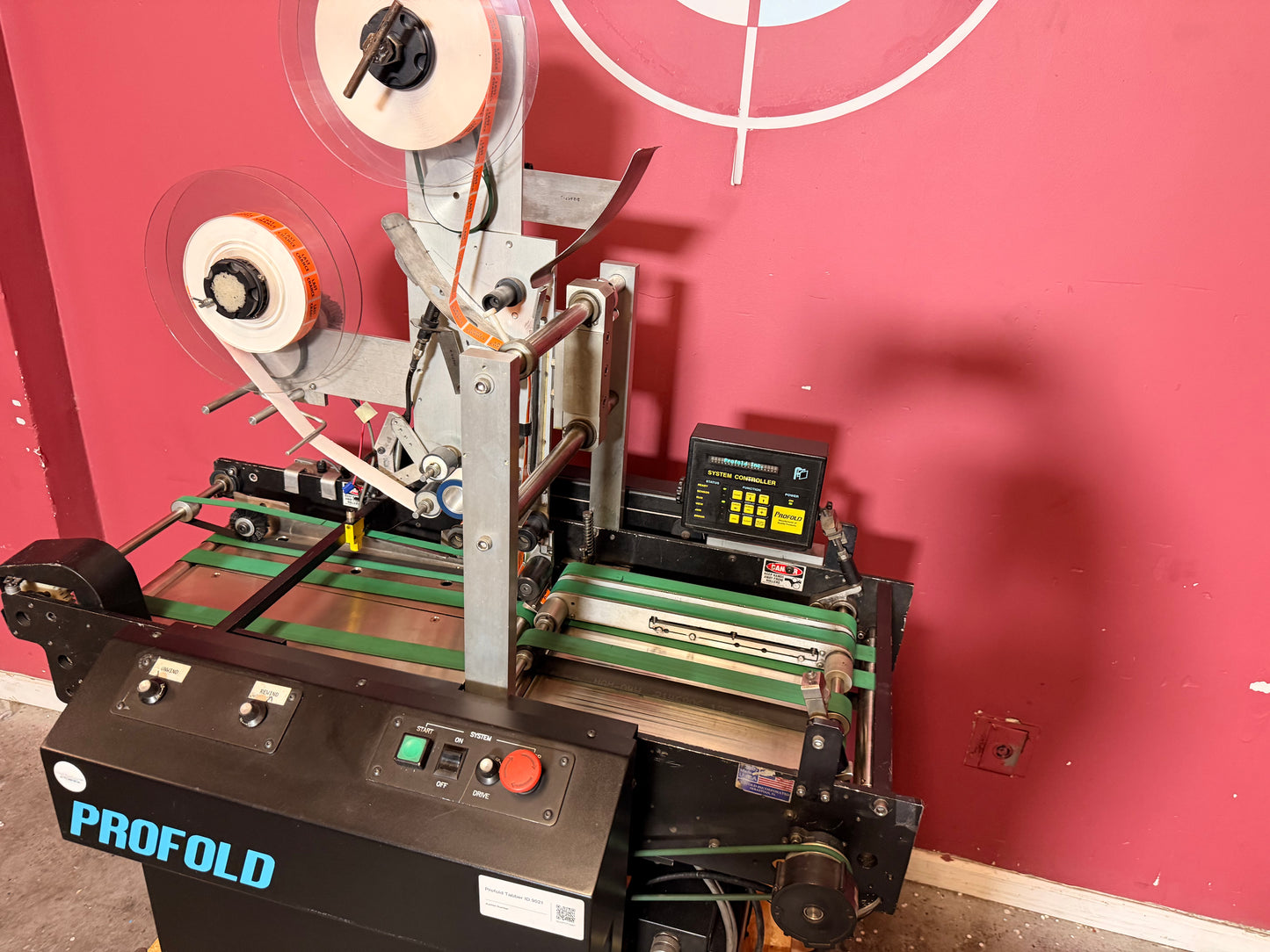 Used Profold tabbing machine full system overview industrial tabber for mailing jobs