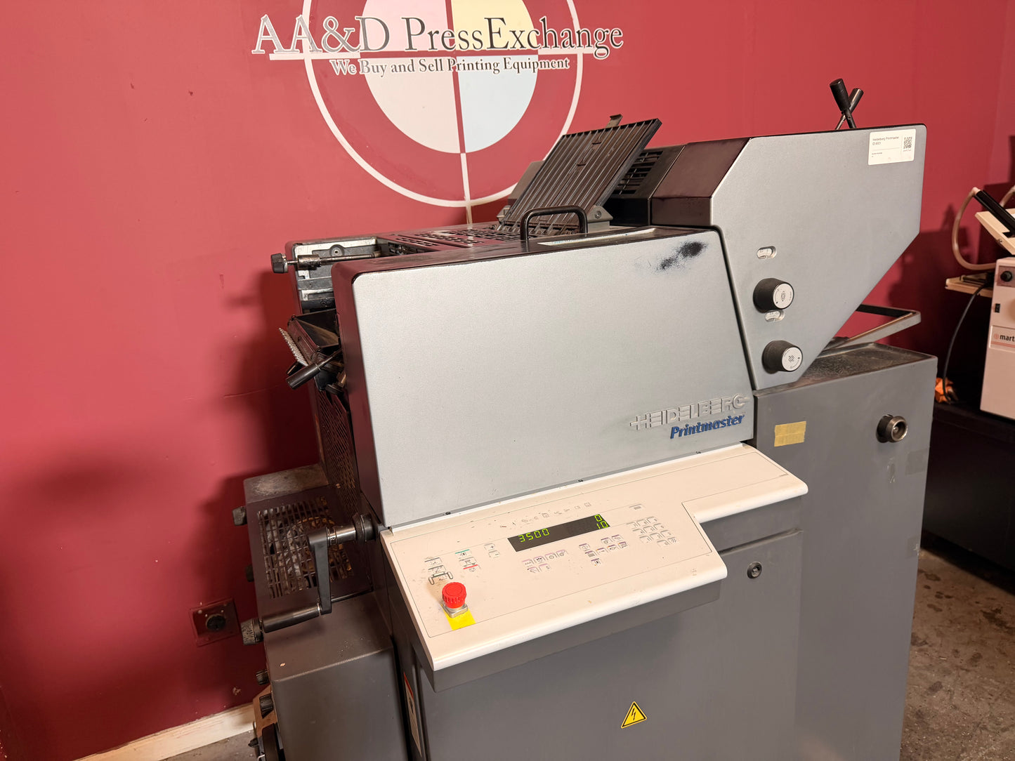 Used Heidelberg Printmaster QM 46-2 printing press for sale showing Autoplate area