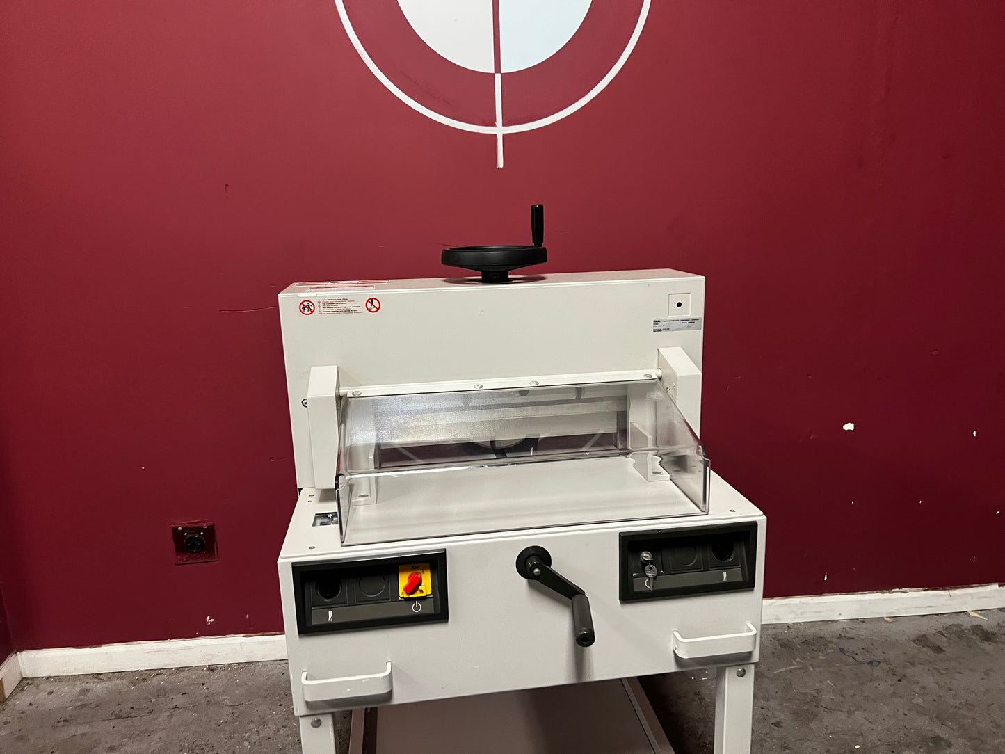 Used Triumph 4810-95 electric paper cutter showing control panel and blade – AA&D PressExchange