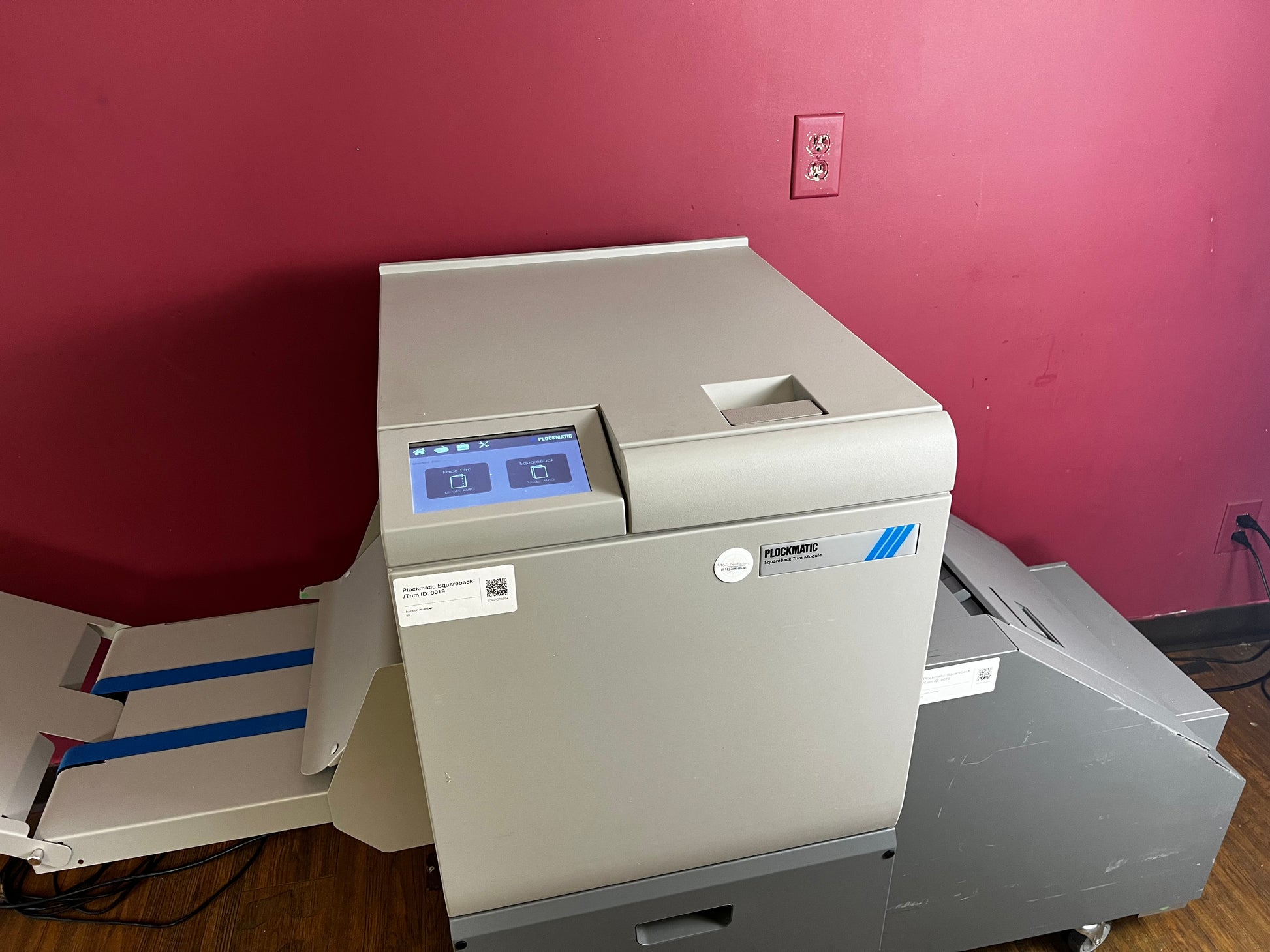 Used Plockmatic SquareBack Trimmer AA&D PressExchange high-quality booklet spine flattening and trimming