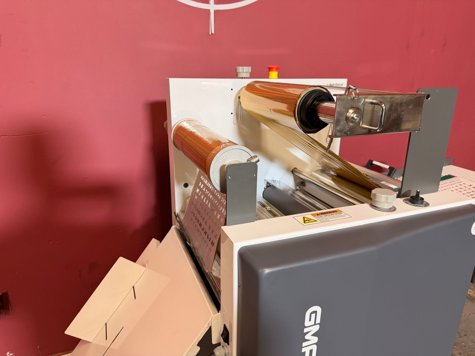 Used GMP PODTOPIC-380 RZ Laminator Foiler sheet feeder view – AA&D PressExchange