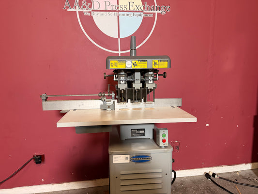 Used Challenge EH-3A Paper Drill front view heavy-duty 3 spindle hydraulic machine
