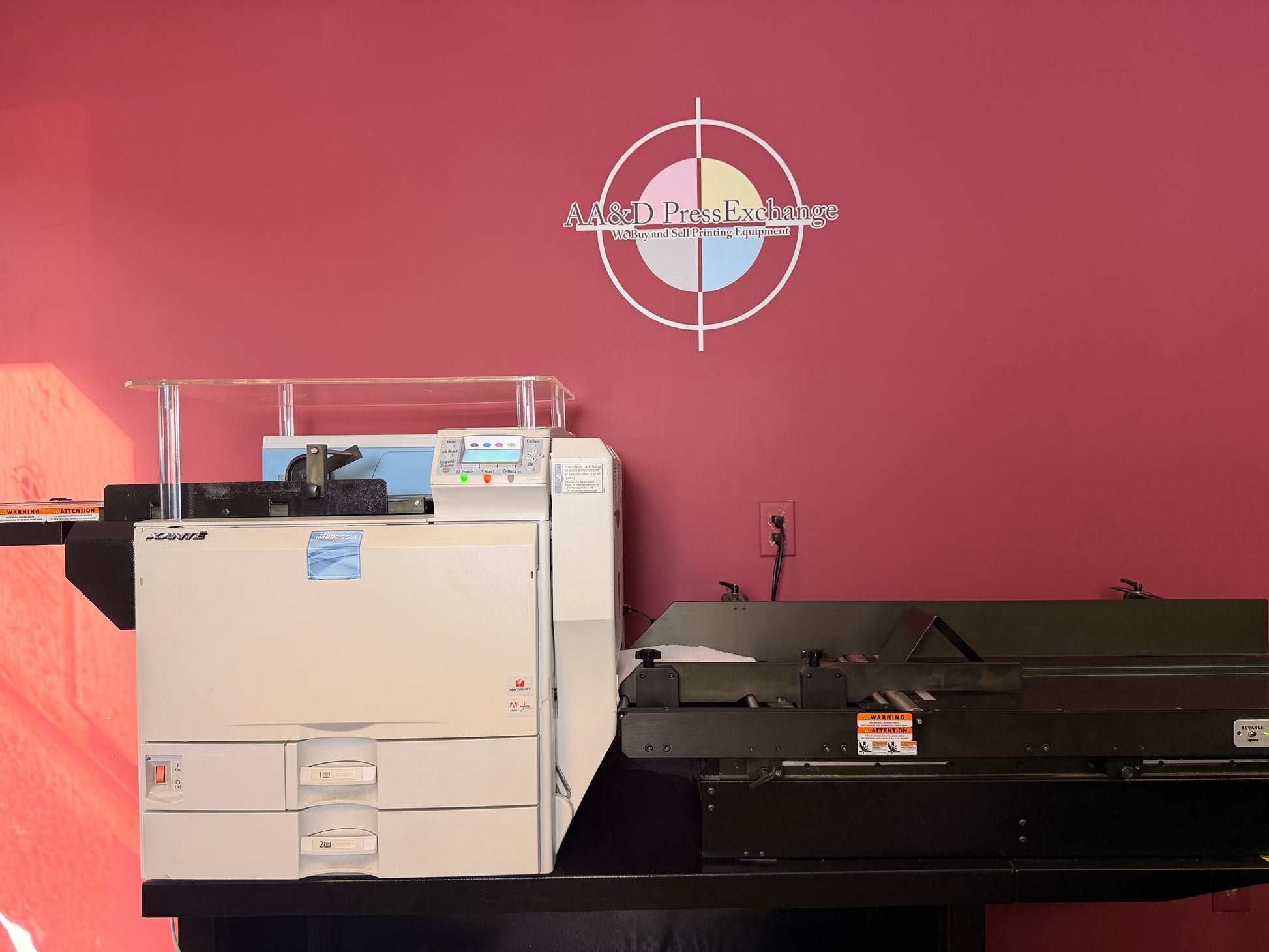 Used Xante Impressia 207 digital press by AA&D PressExchange – printing envelopes and cards