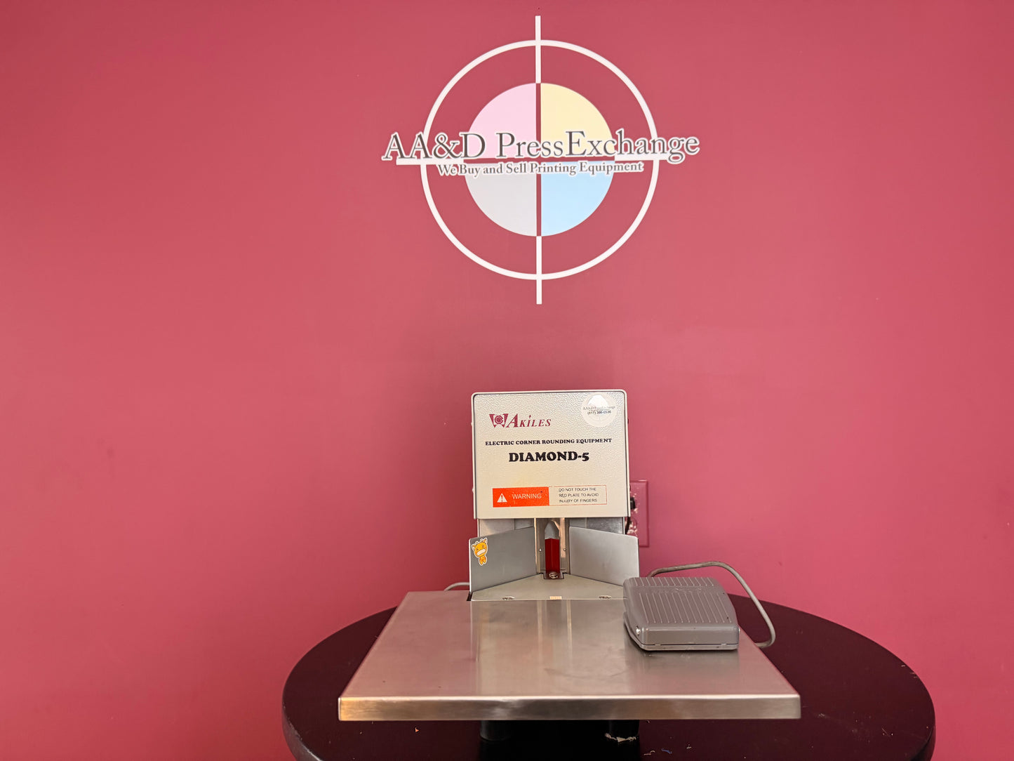 Used Akiles Diamond-5 corner rounder showing material feed area for paper and cards – AA&D PressExchange