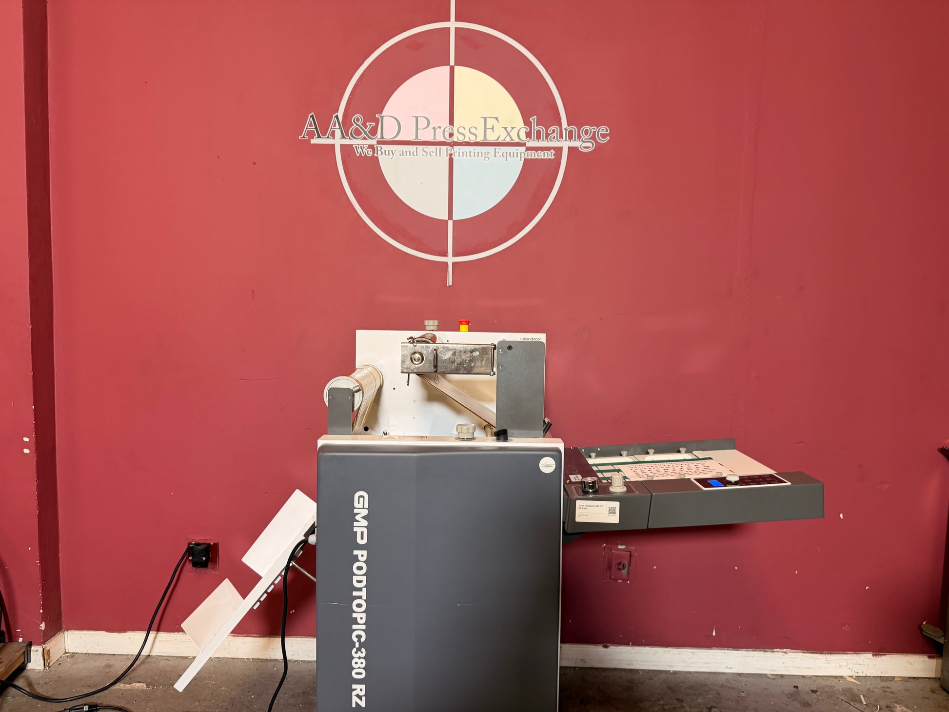 Used GMP PODTOPIC-380 RZ Laminator Foiler output tray and de-curling system – AA&D PressExchange