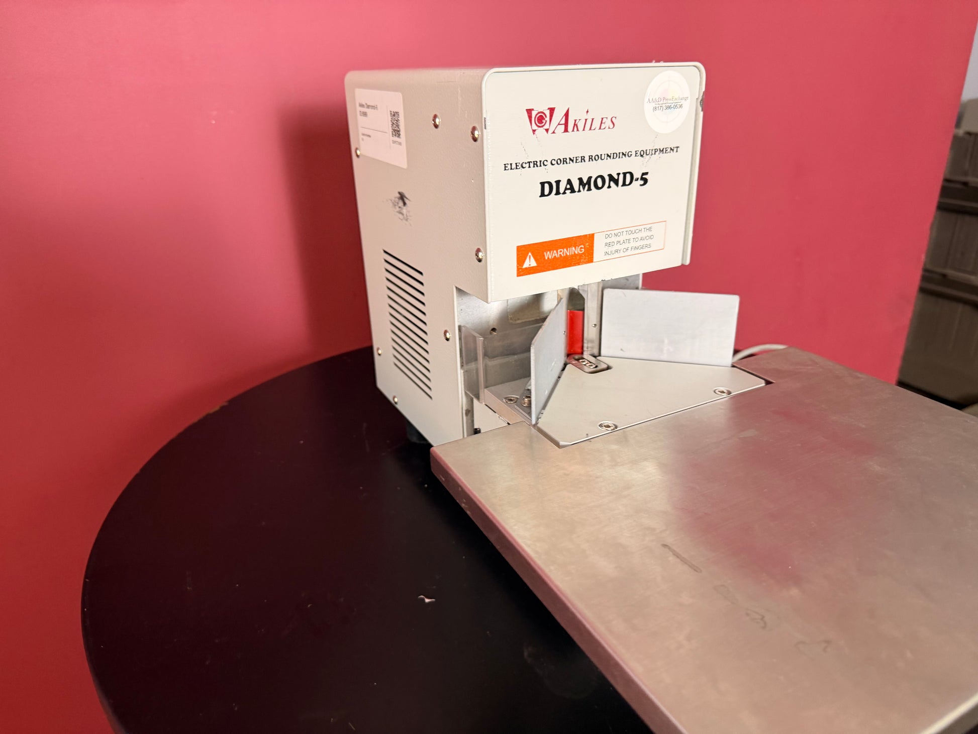 Used Akiles Diamond 5 corner rounder handling PVC, polyester, leather, and paper materials – AA&D PressExchange