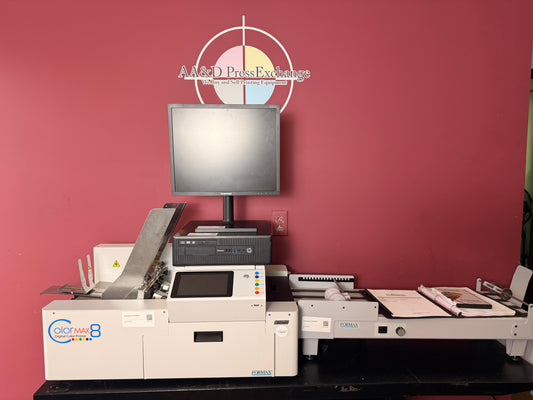 Used Formax ColorMax8 Digital Color Printer front view for envelope and packaging printing