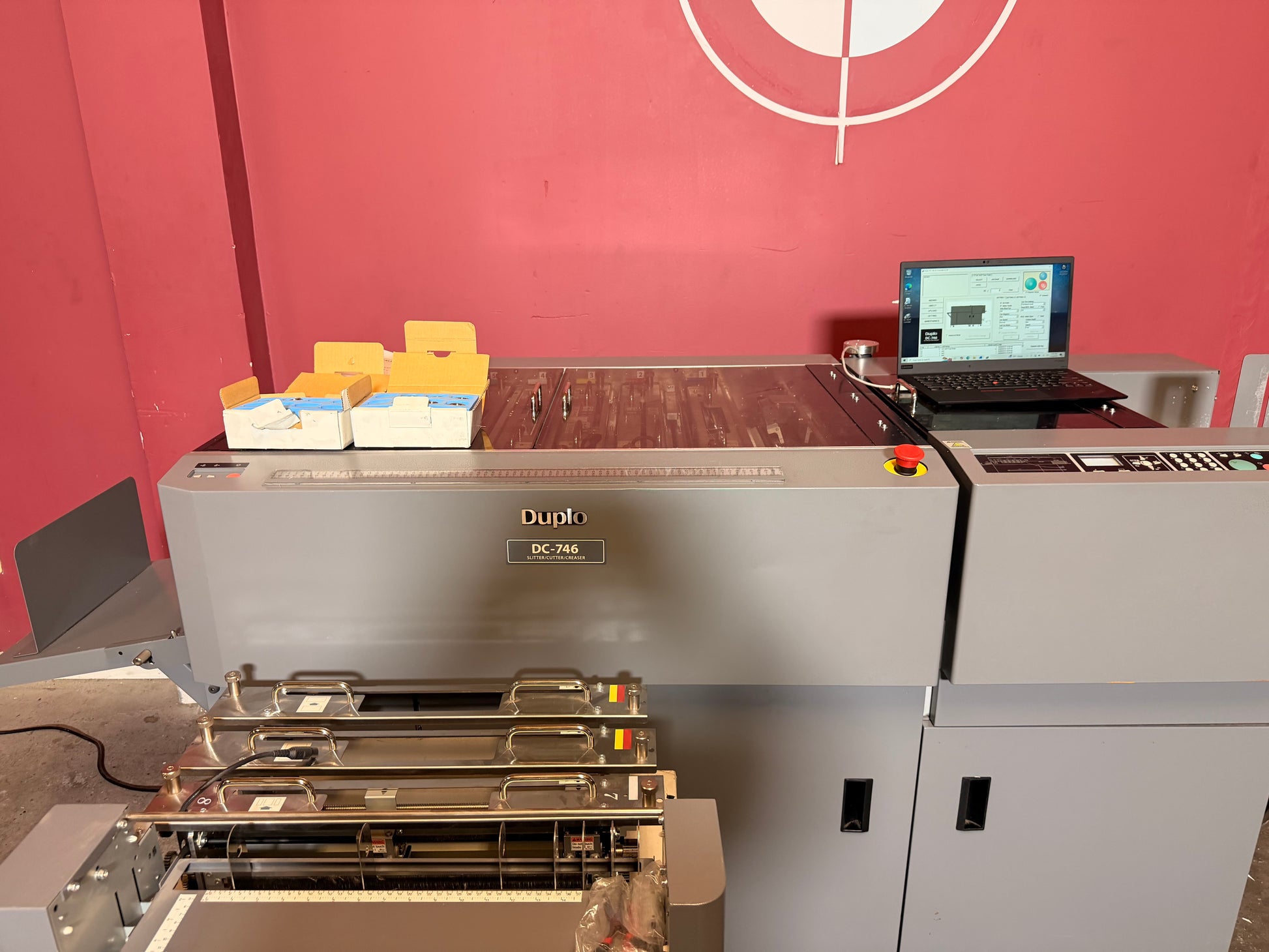Used Duplo DC-746 Slitter Cutter Creaser digital finisher for business cards production