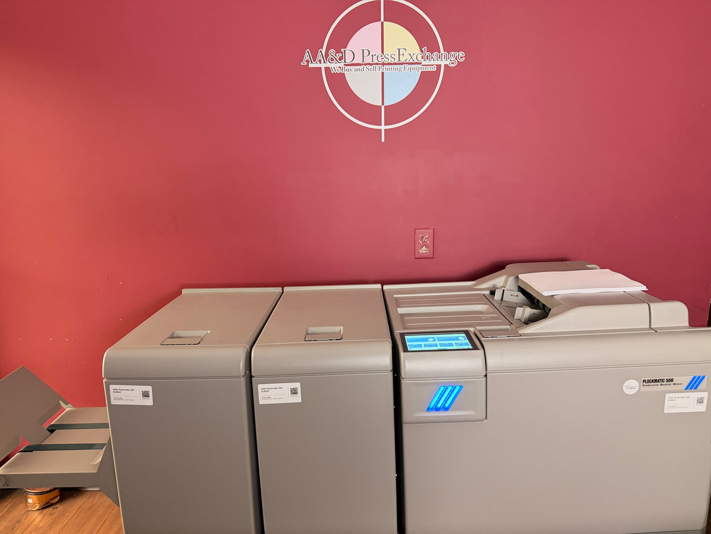 Plockmatic 500 Production Booklet Maker for sale with BookFold and Trimmer modules