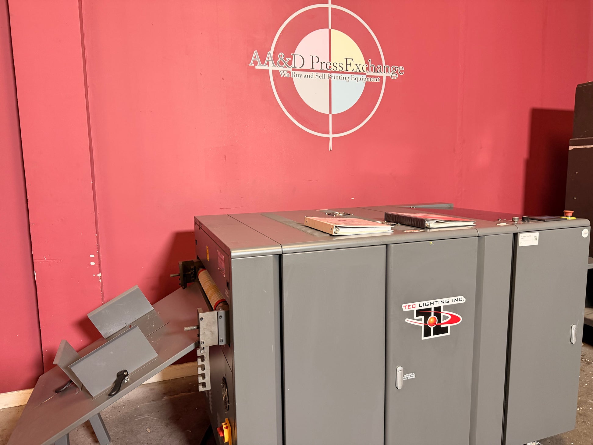 Used Tec Lighting Truv-21D UV Coater rear view with all steel construction