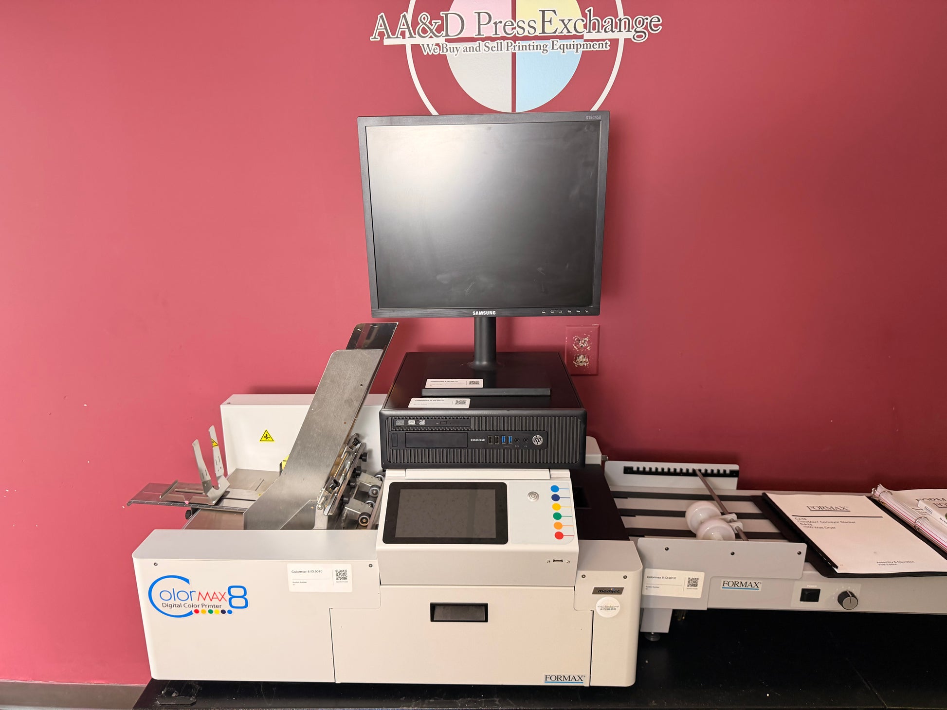 Used Formax ColorMax8 Digital Color Printer touchscreen interface and status display