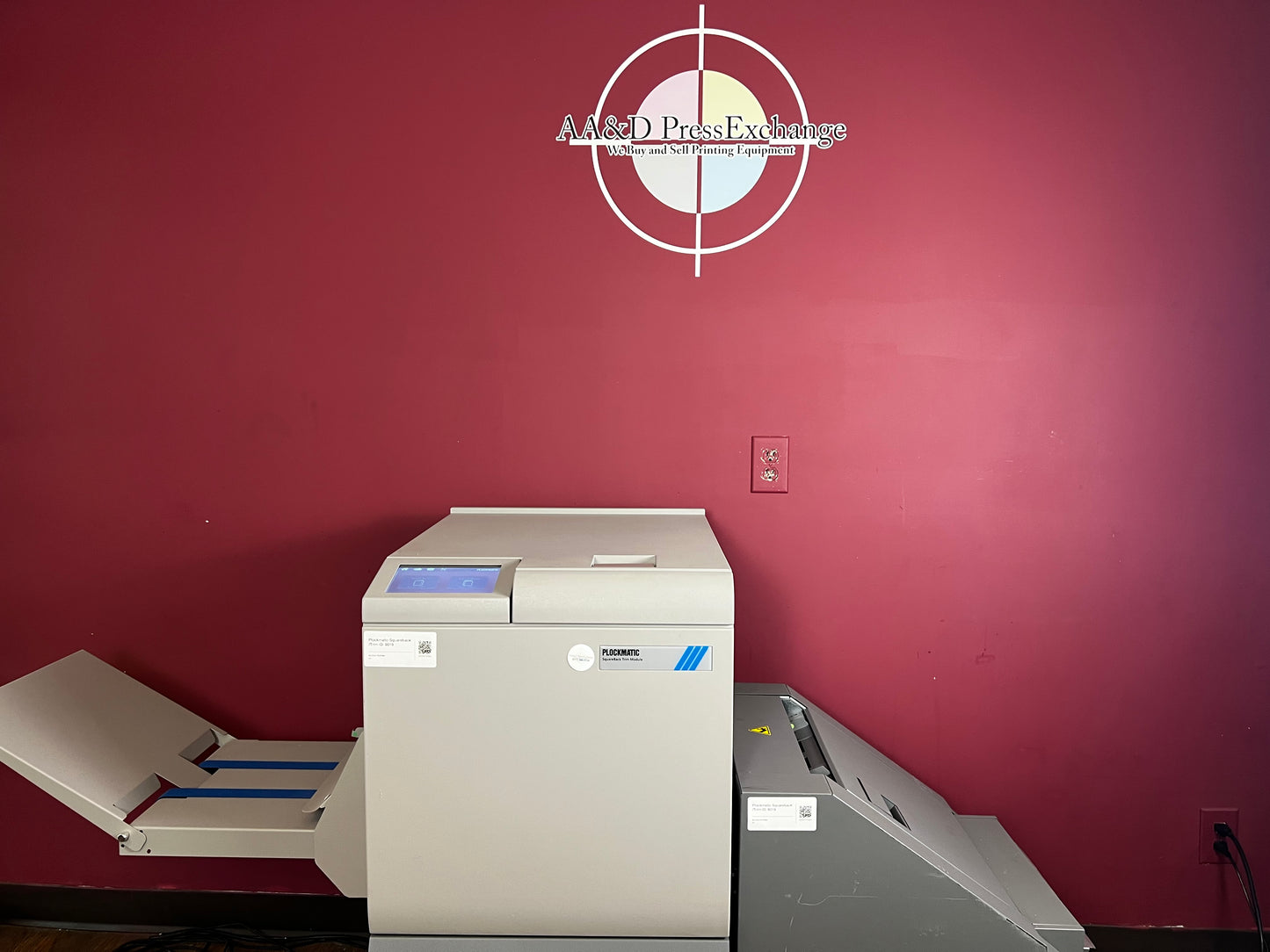 Used Plockmatic SquareBack Trimmer AA&D PressExchange perfect-bound look with square fold and edge trim