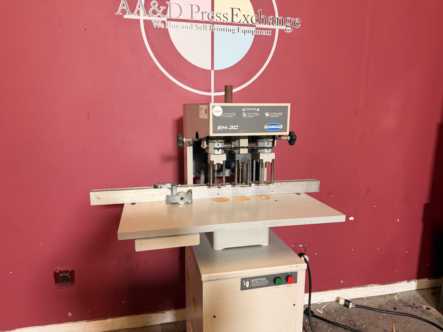 Used Challenge EH-3C Paper Drill automatic drill return feature in action