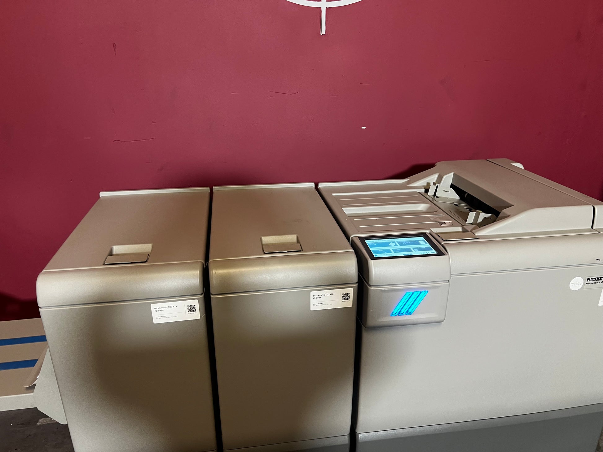 Used Plockmatic 500 Production Booklet Maker Low Meter 17K Front View – AA&D PressExchange