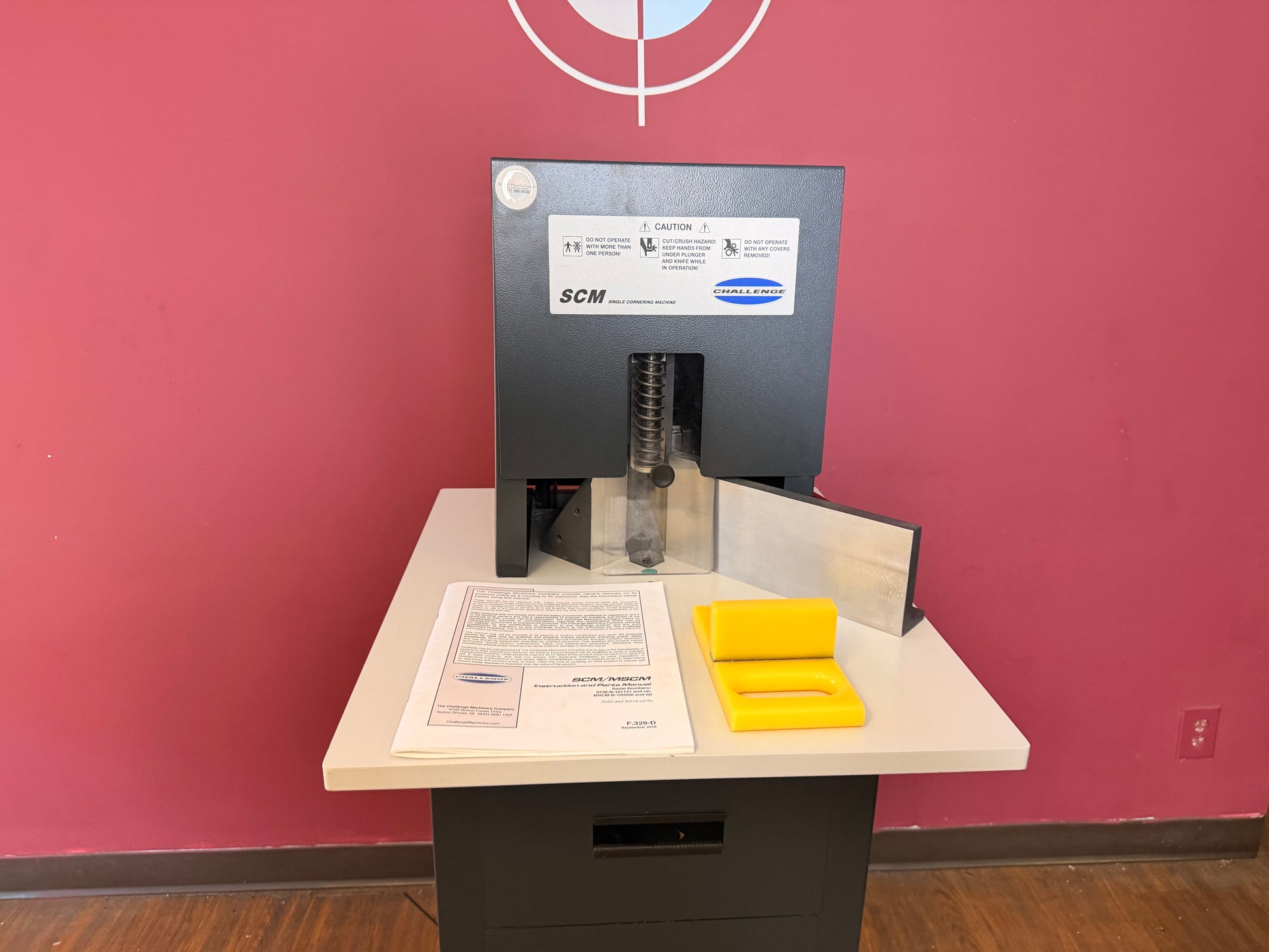 Used Challenge SCM hydraulic corner rounder side angle showing heavy-duty construction – AA&D PressExchange