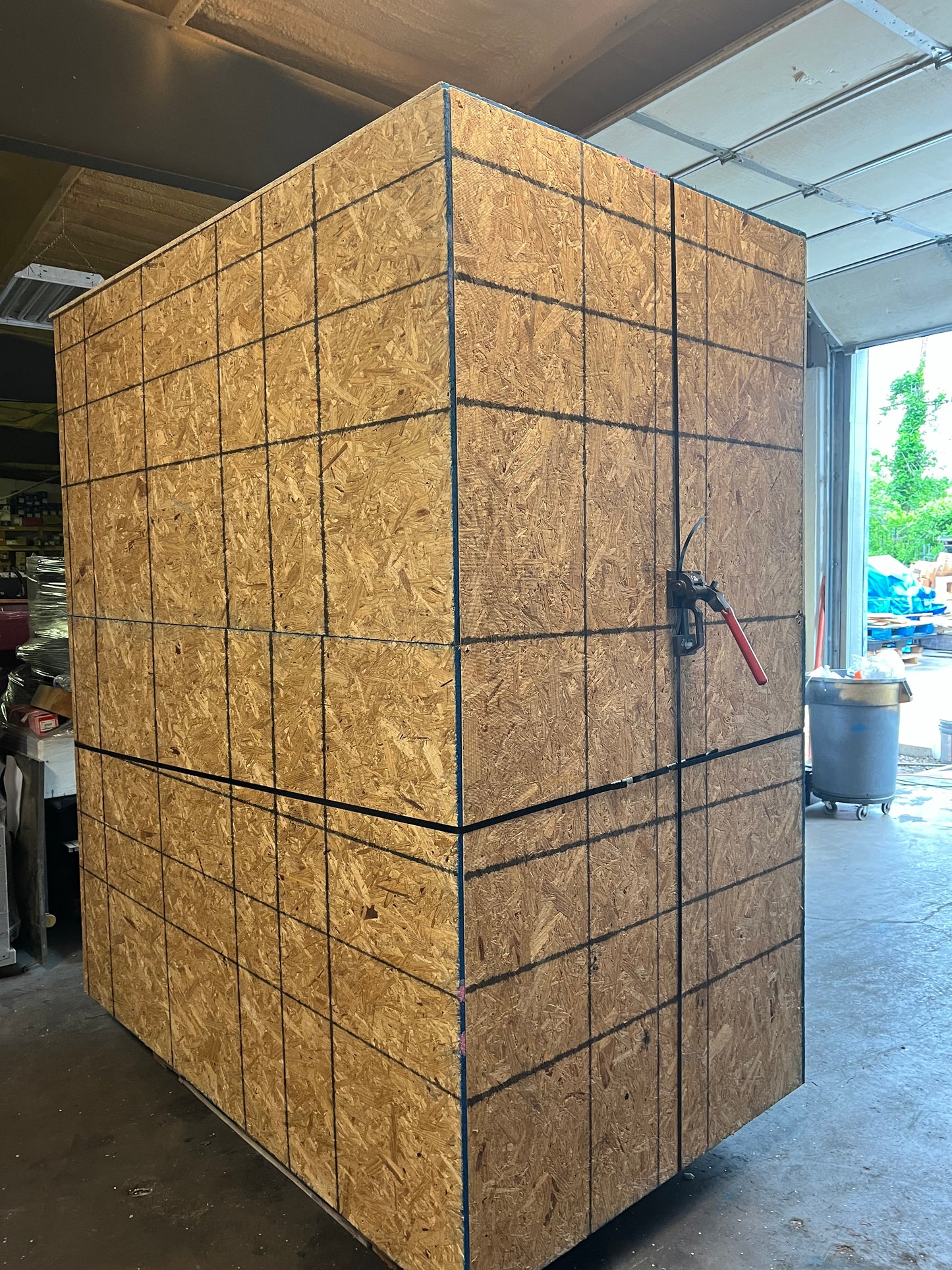 Custom 8-foot tall crate.