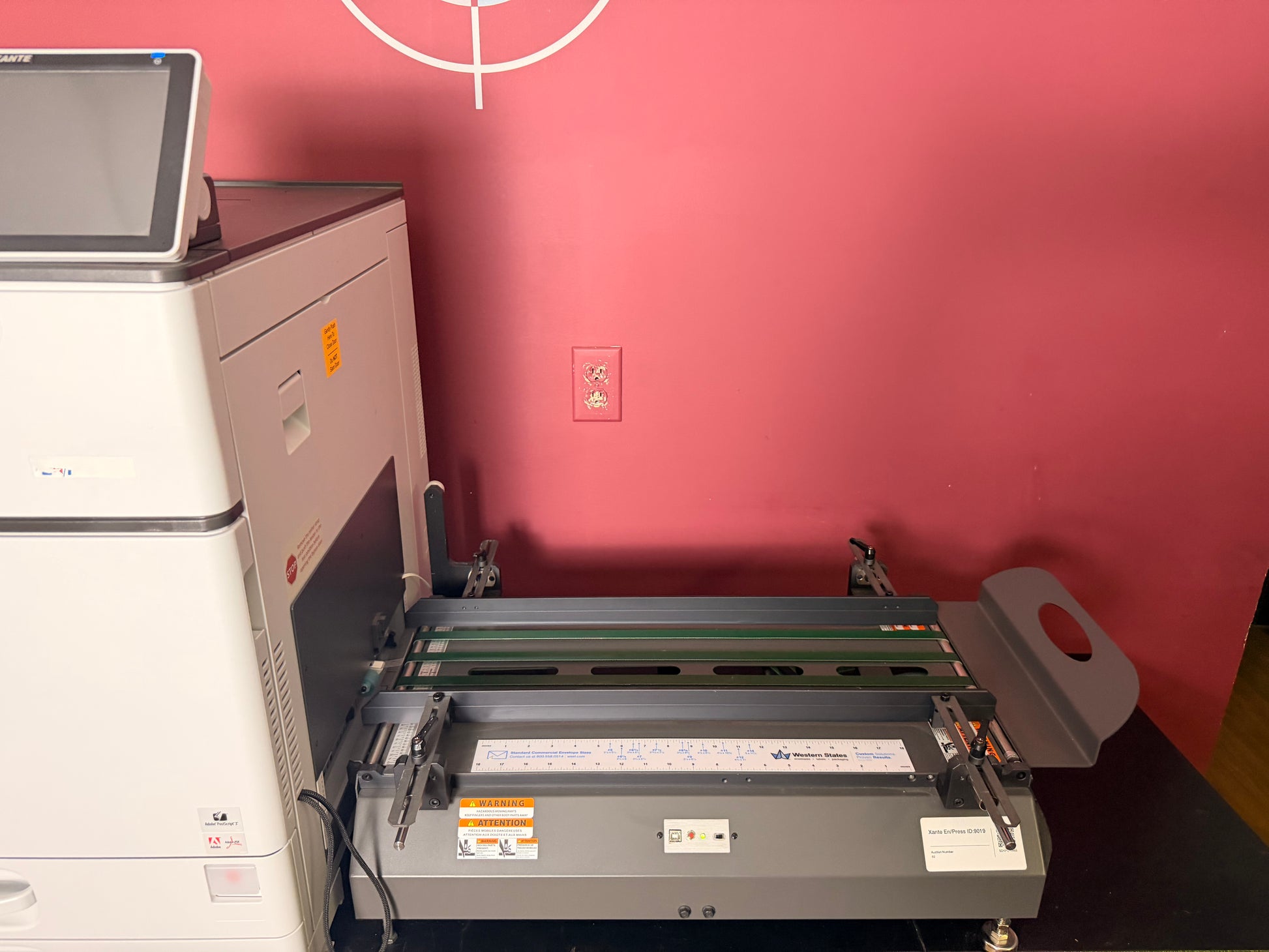 Used Xante En Press Envelope Printer Low meter 3K envelope feeding system detail