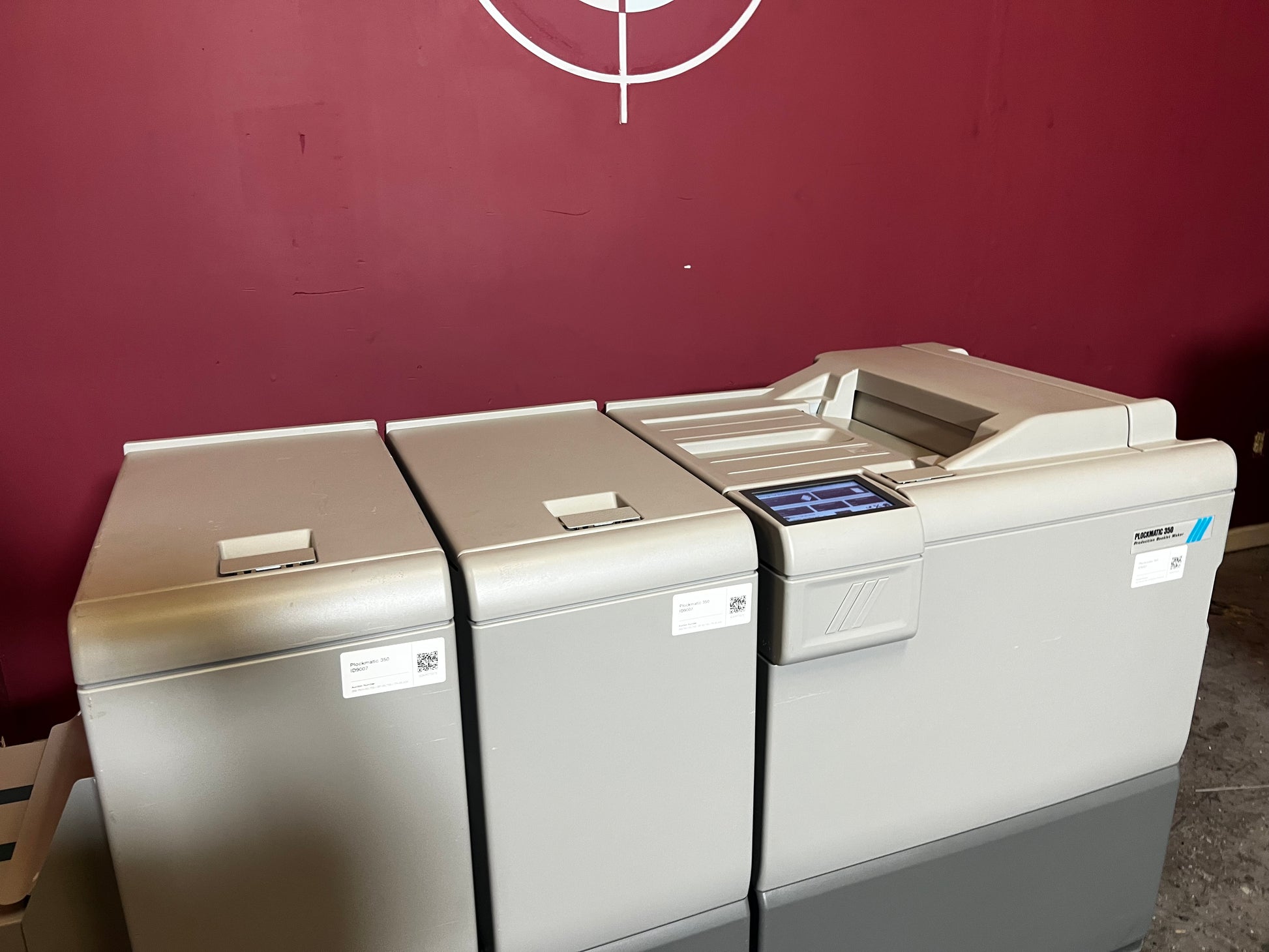Used Plockmatic 350 booklet maker 60k meter top-down view of booklet output area – AA&D PressExchange