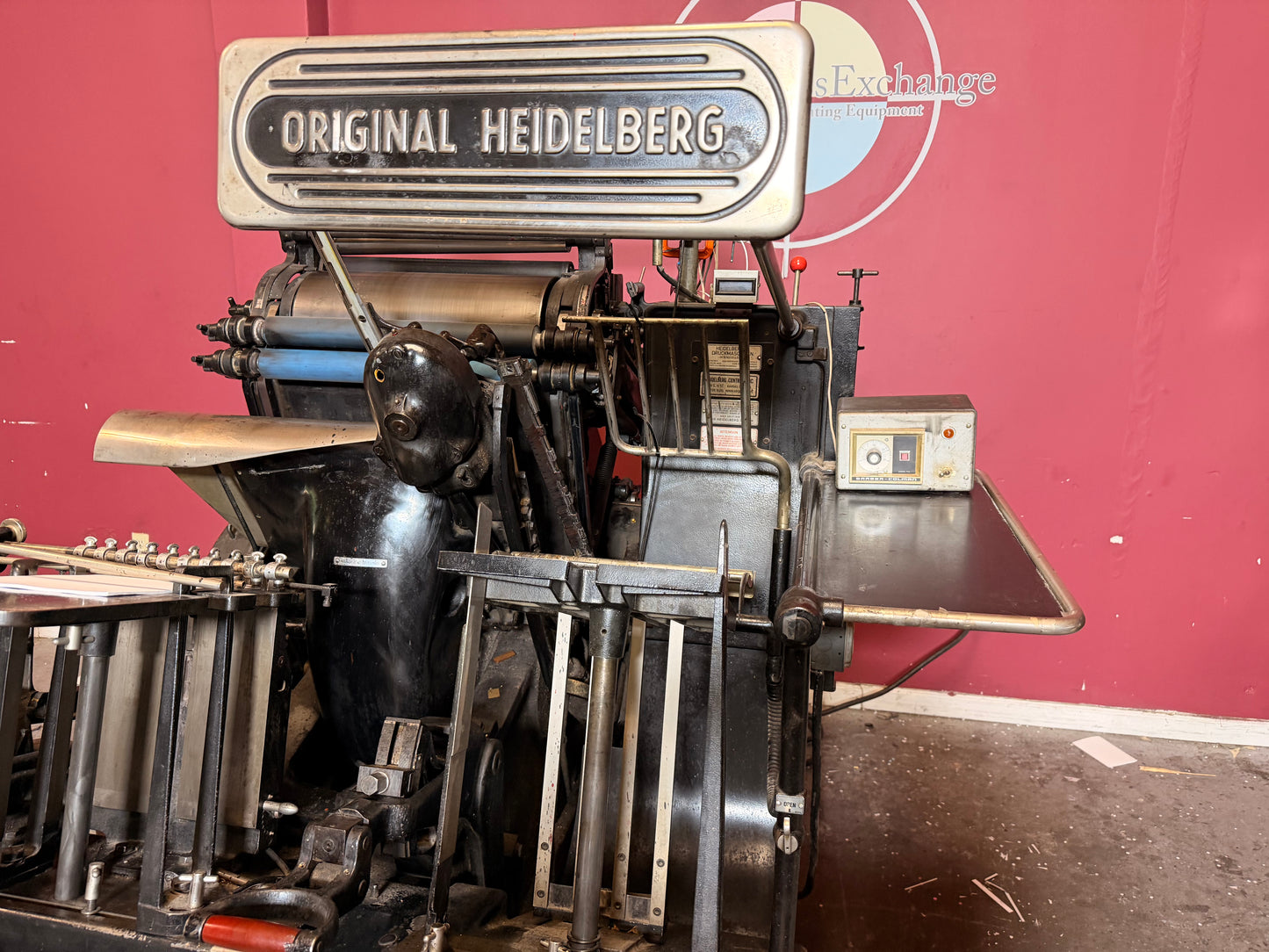 Used Heidelberg Windmill Letterpress 13x18 with Foil Stamping platen area for printing and die cutting
