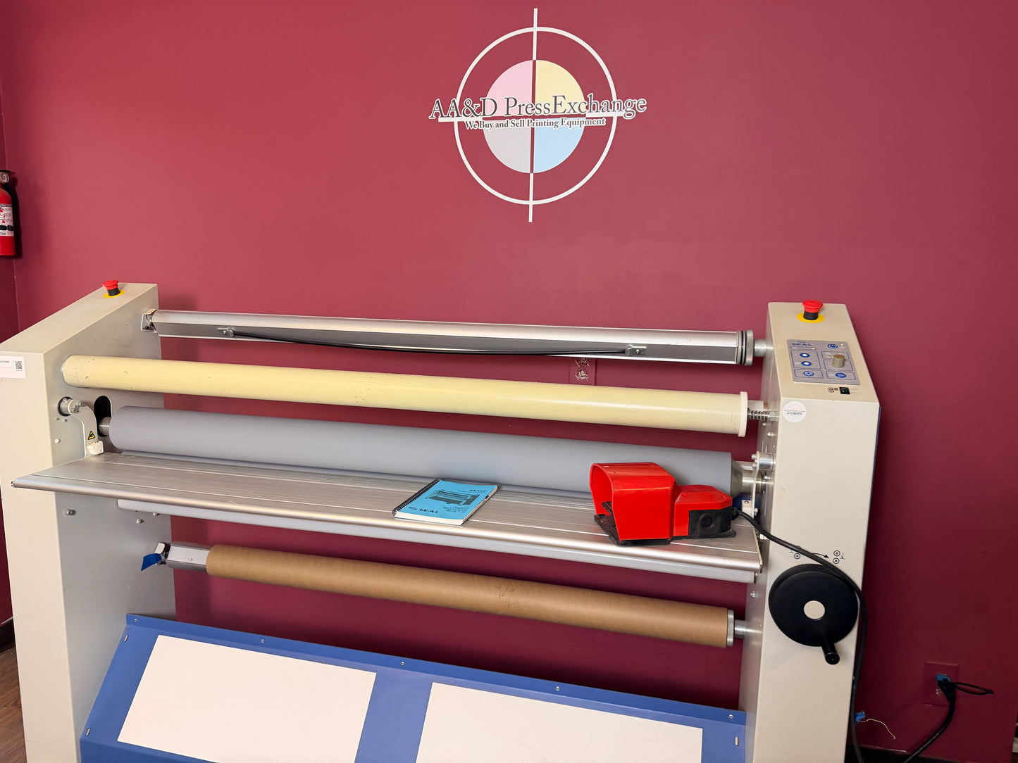 Used Seal Base 54 laminator side angle showing control panel – AA&D PressExchange
