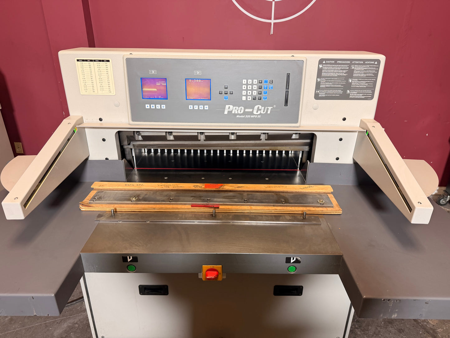 Used Pro-Cut 320 MPS III hydraulic guillotine cutter for sale with precision back gauge