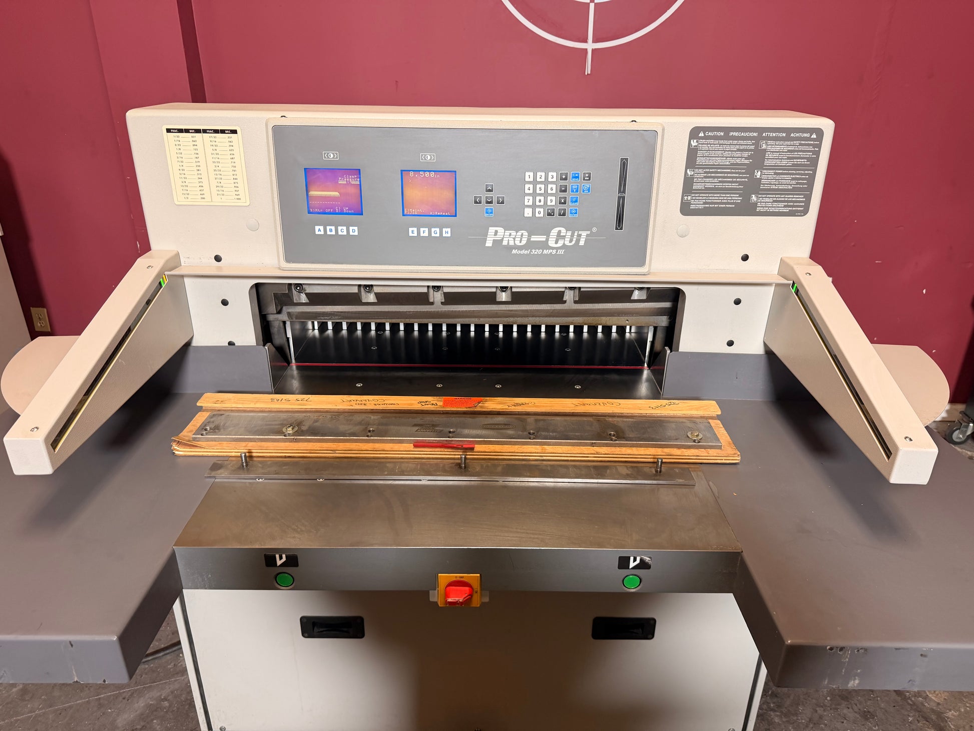 Used Pro-Cut 320 MPS III hydraulic guillotine cutter for sale with precision back gauge