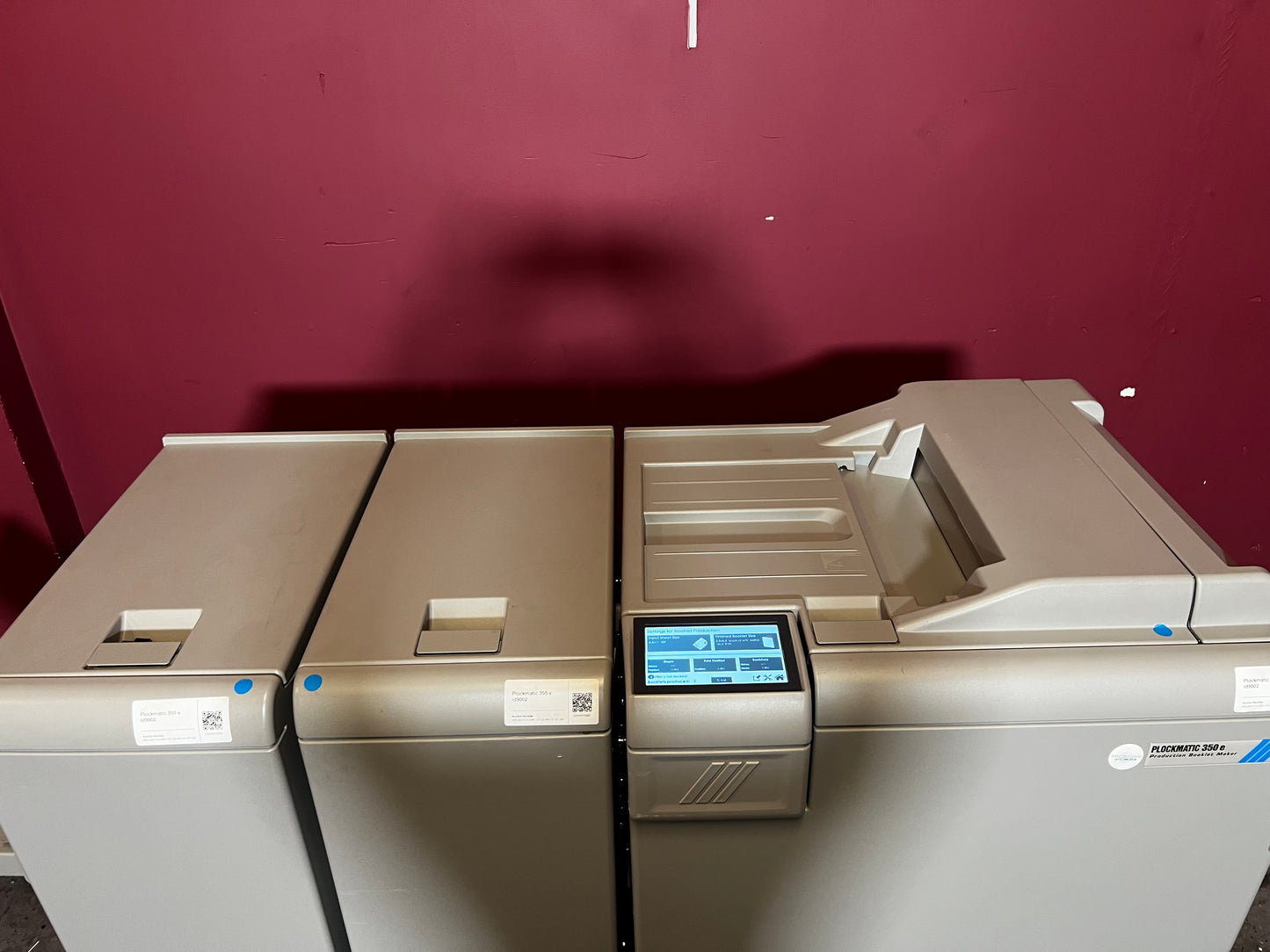 Used Plockmatic 350e booklet maker 120k meter showing feed and fold section – AA&D PressExchange