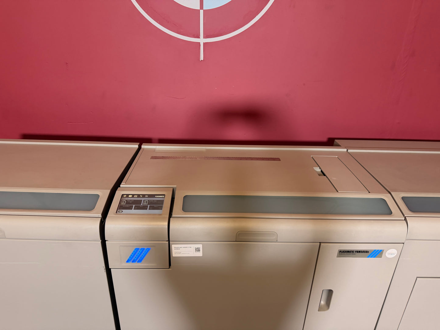 Commercial Plockmatic 5050S booklet maker with precision trimming features