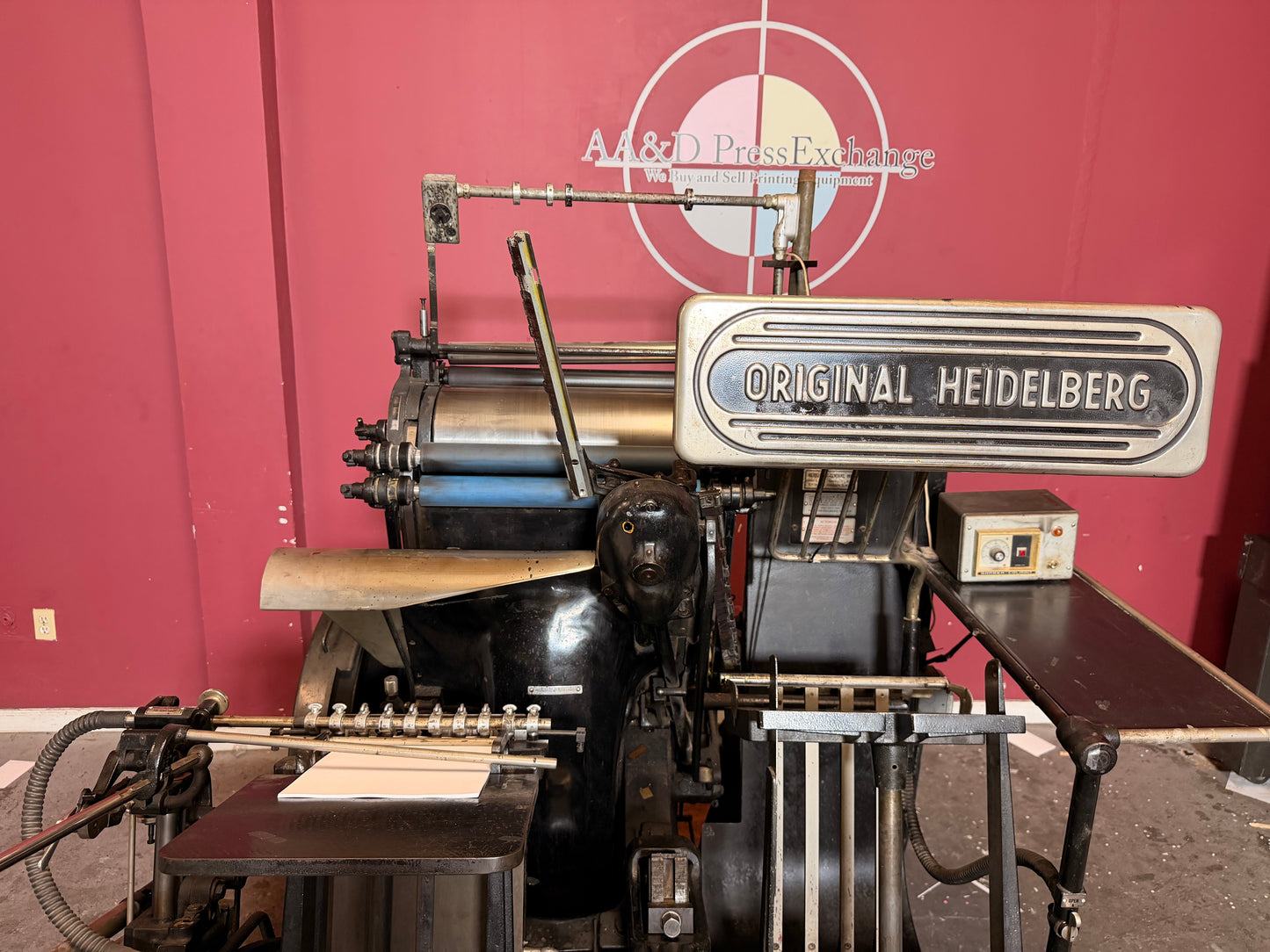 Used Heidelberg Windmill Letterpress 13x18 with Foil Stamping rear view showing heavy-duty frame
