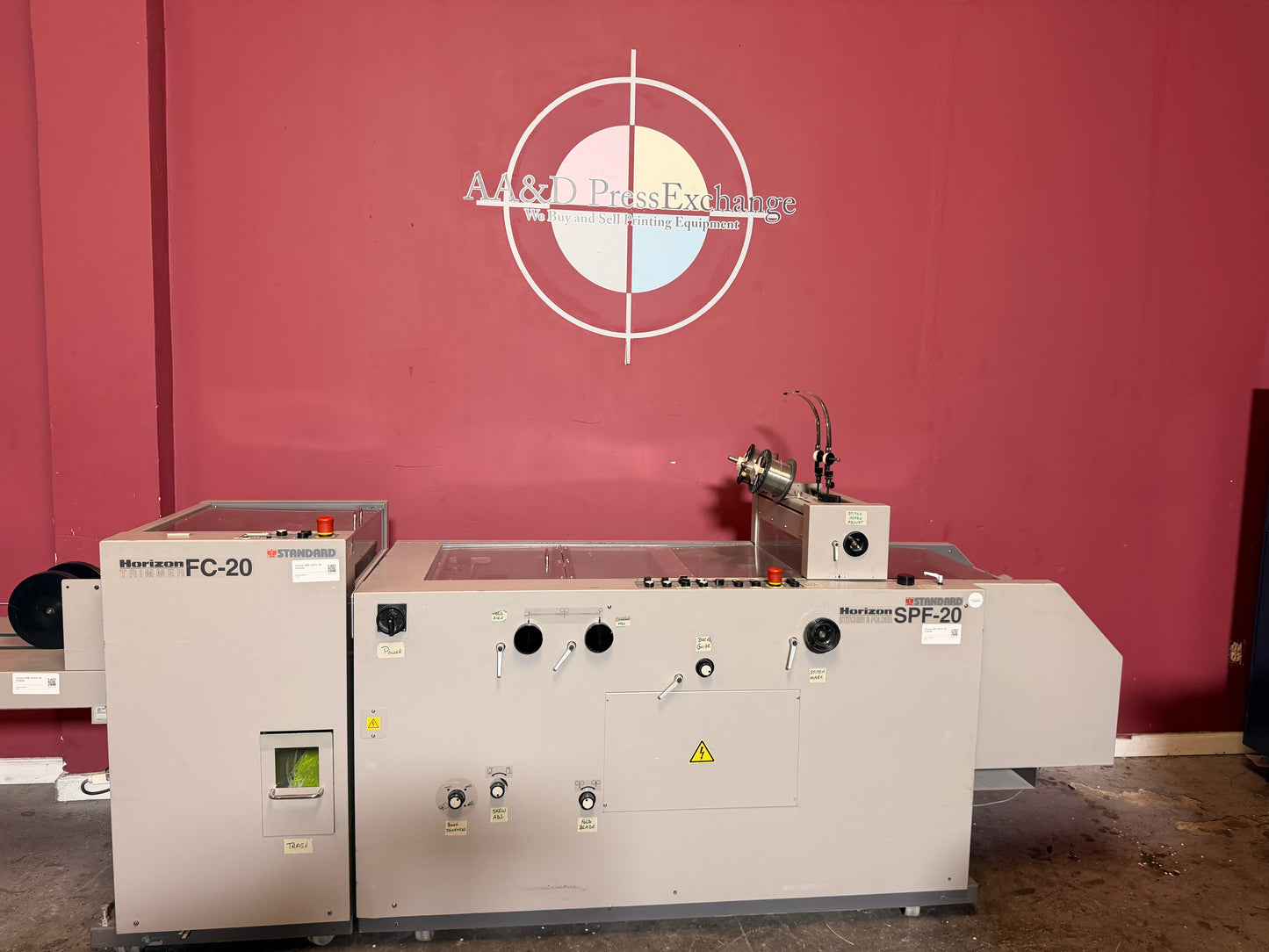 Used Horizon SPF-20 FC-20 bookletmaking system side view commercial print equipment
