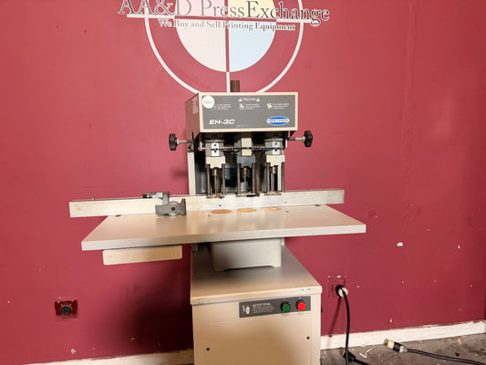 Used Challenge EH-3C Paper Drill front view heavy-duty 3 spindle hydraulic machine