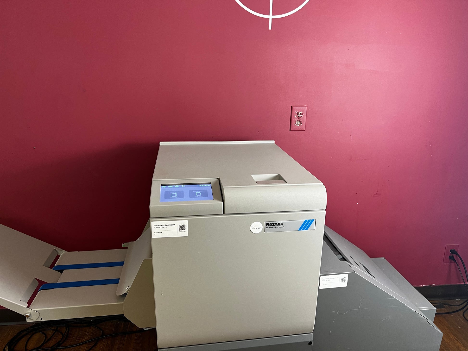 Used Plockmatic SquareBack Trim Module AA&D PressExchange creates flat spine and even edges in booklets