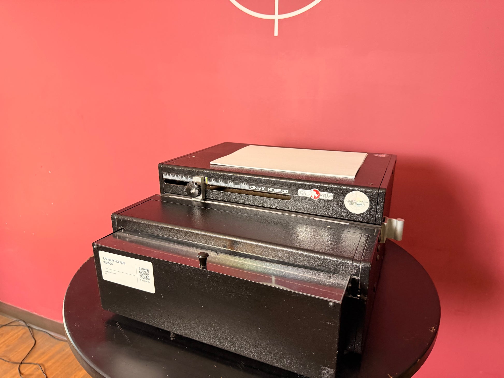 Used Rhin-O-Tuff Onyx 6500 4:1 Die showing control panel and punch mechanism – AA&D PressExchange