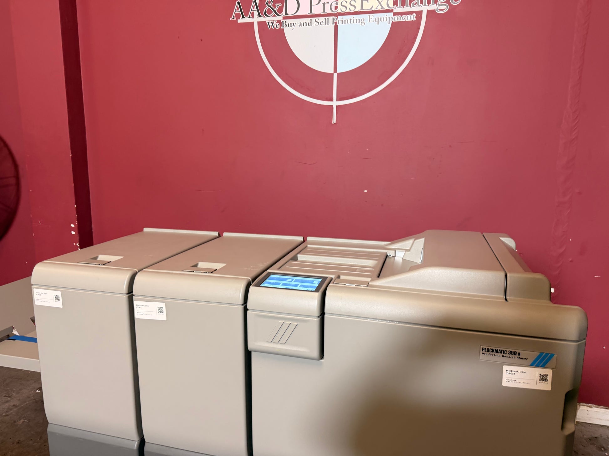Plockmatic 350e booklet maker for sale with bleed trim and crease module