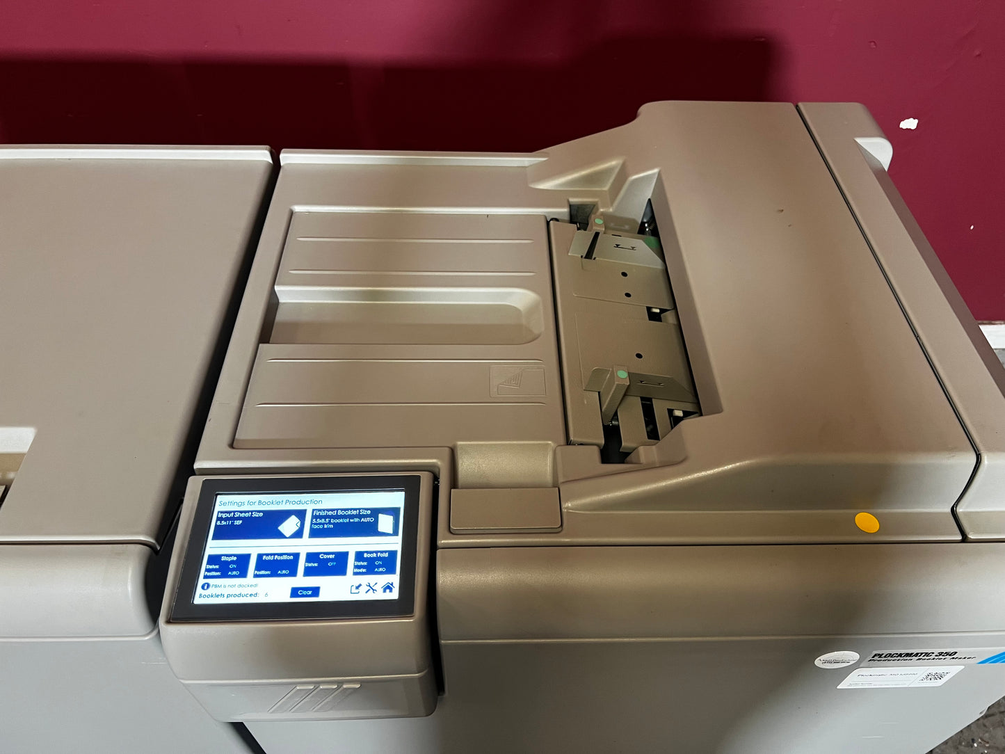 Used Plockmatic 350 200k meter booklet maker top view of inline booklet production system – AA&D PressExchange