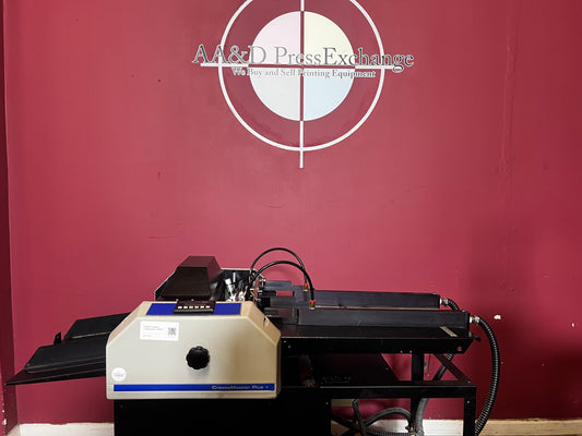 Used Graphic Whizard Creasemaster Plus creasing and perforation machine front view – AA&D PressExchange