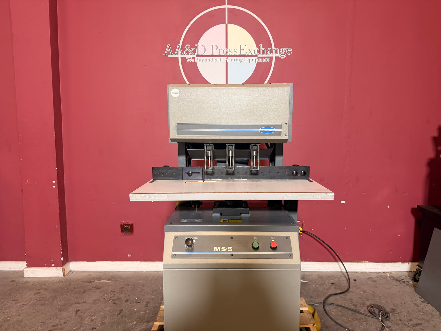 Used Challenge MS-5 hydraulic multi spindle drill for sale complete machine view