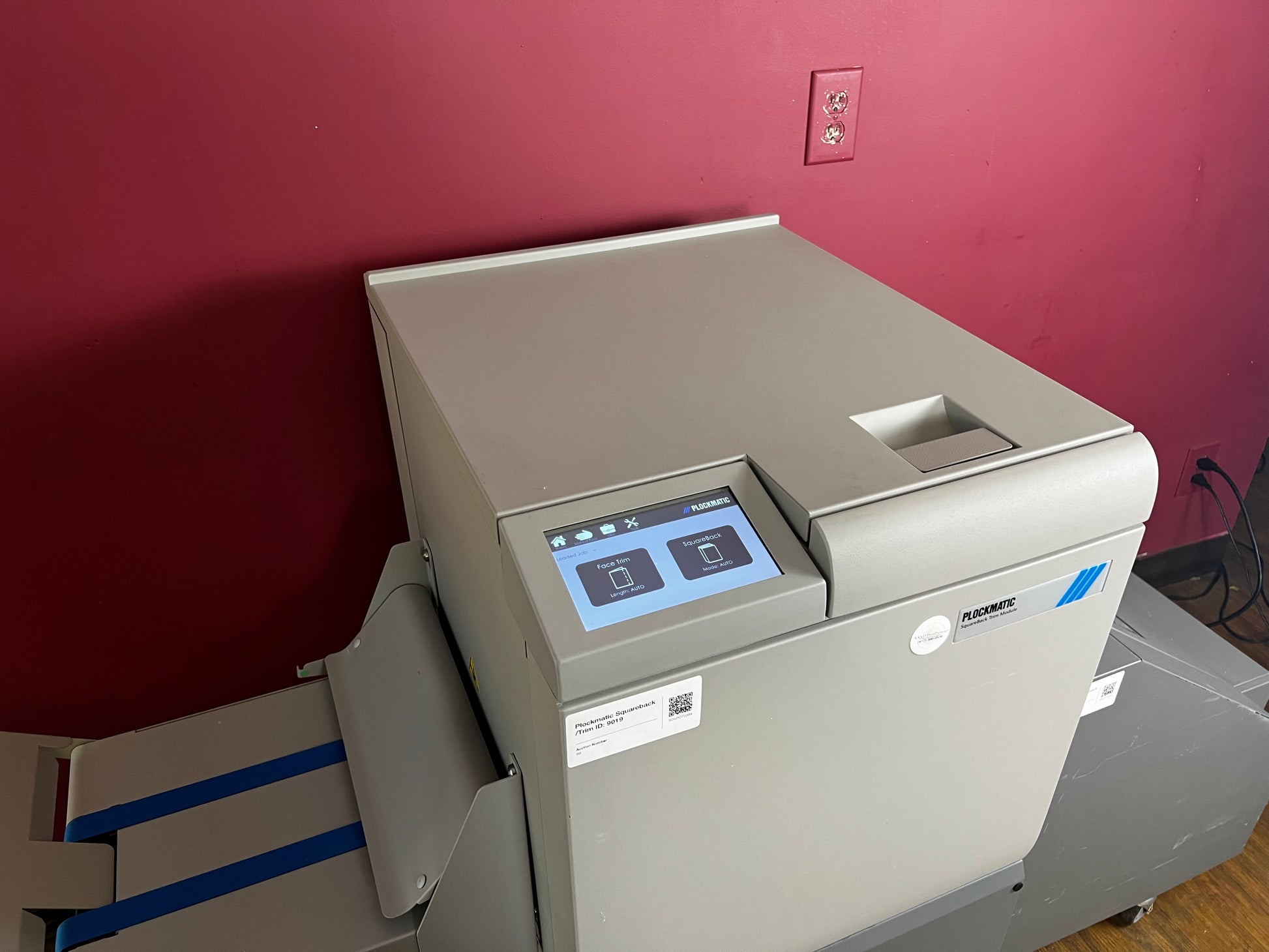 Used Plockmatic SquareBack Trim Module AA&D PressExchange improves booklet finish with flat spine design