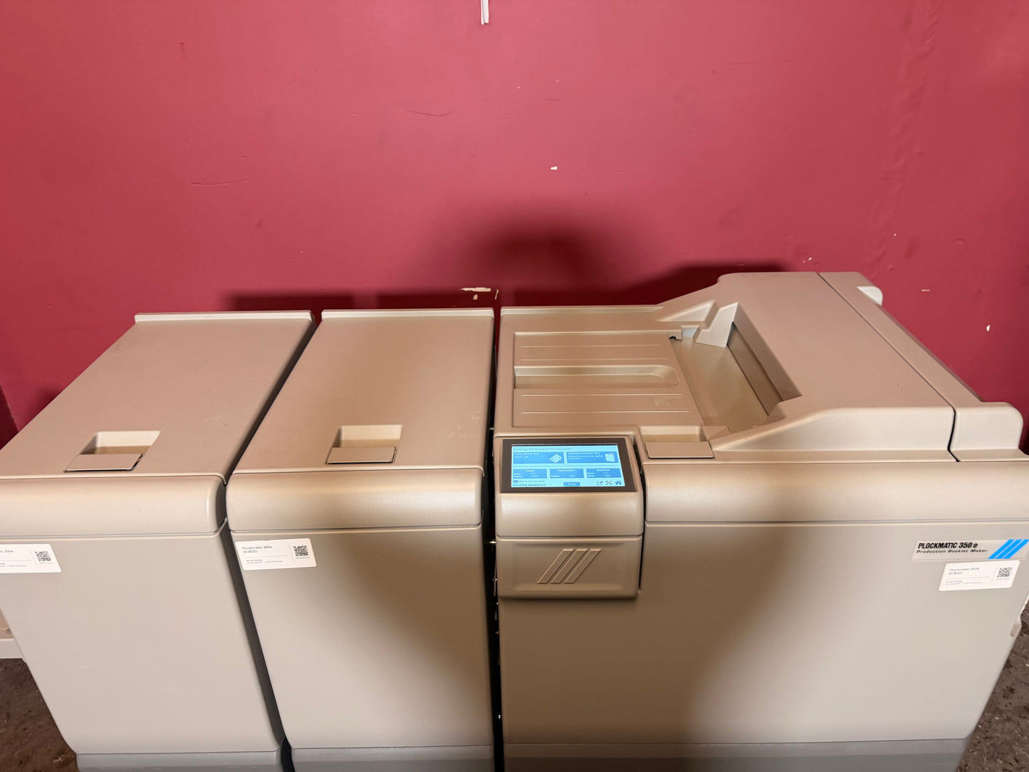 Used Plockmatic 350e booklet maker internal finishing components view