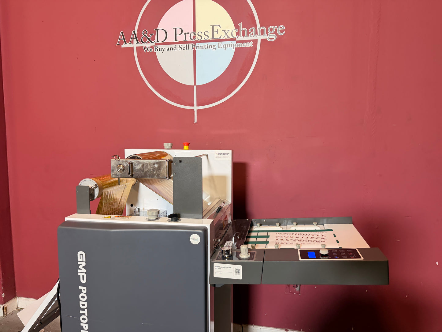 Used GMP PODTOPIC-380 RZ Laminator Foiler flying knife separator system – AA&D PressExchange