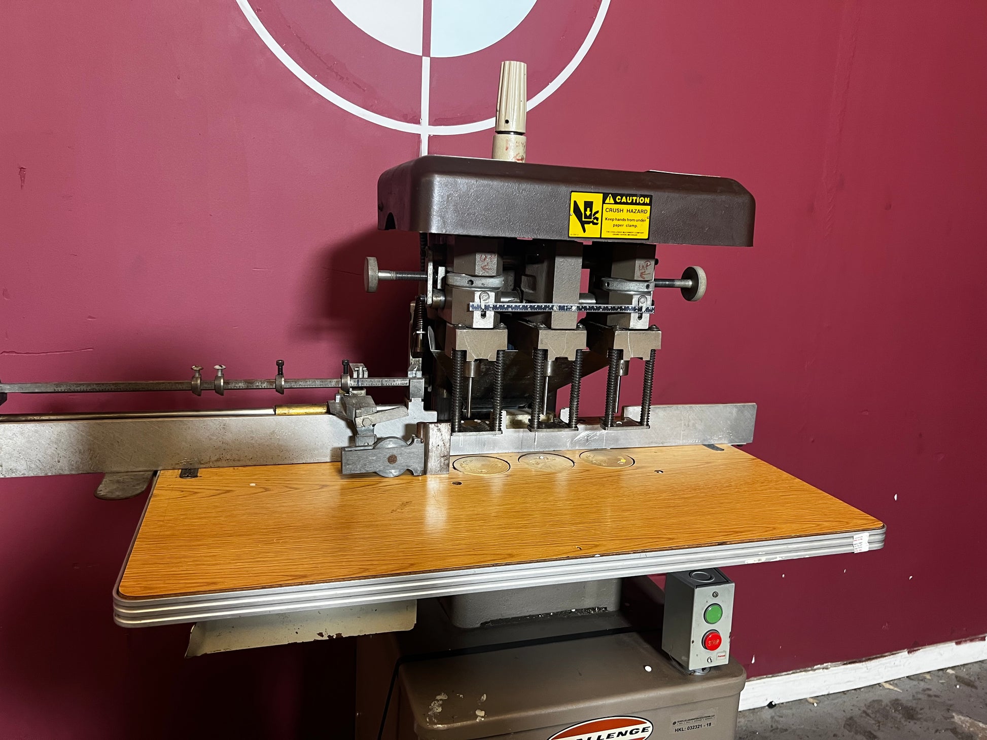 Used Challenge EH-3A Paper Drill by AA&D PressExchange, multi-hole hydraulic paper drilling machine.