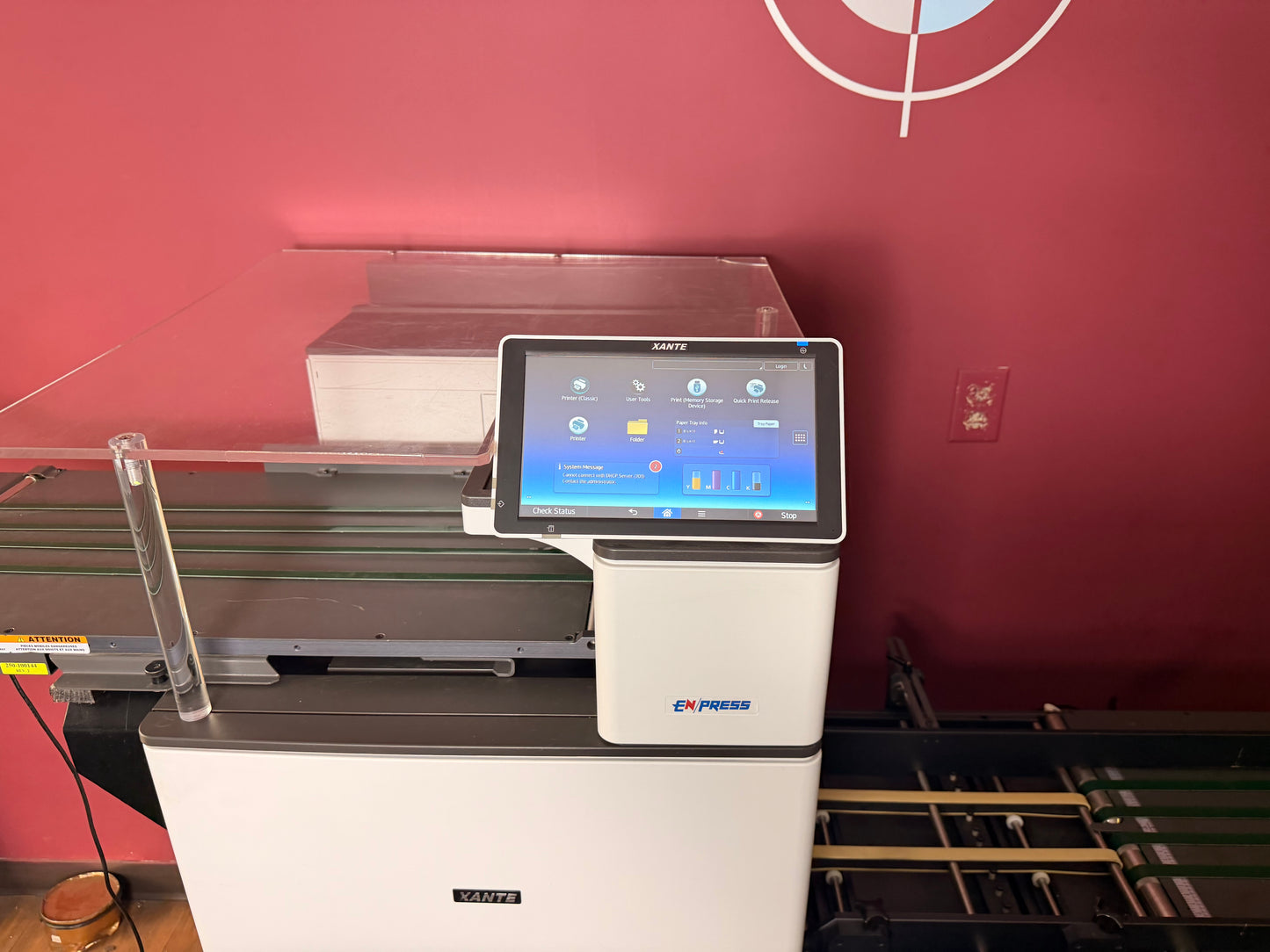 Used Xante En Press Envelope Printer rear view with connectivity ports