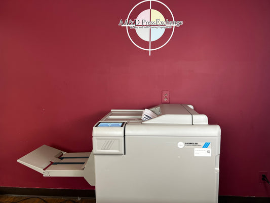 Used Plockmatic 350 booklet maker AA&D PressExchange, low meter count only 380 books