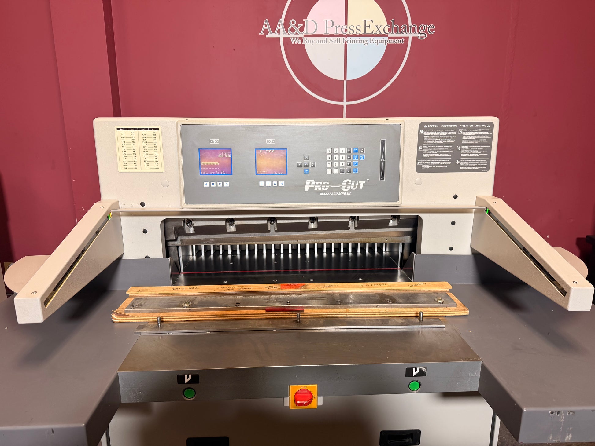 Used Pro-Cut 320 MPS III hydraulic paper cutter for sale 32 inch programmable industrial unit