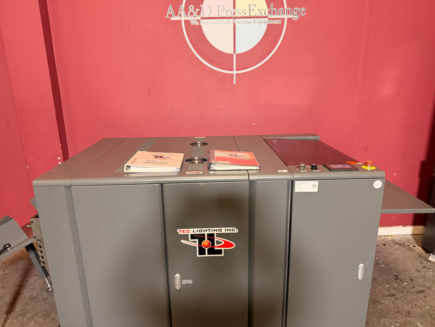 Used Tec Lighting Truv-21D UV Coater coating system for toner offset and inkjet prints