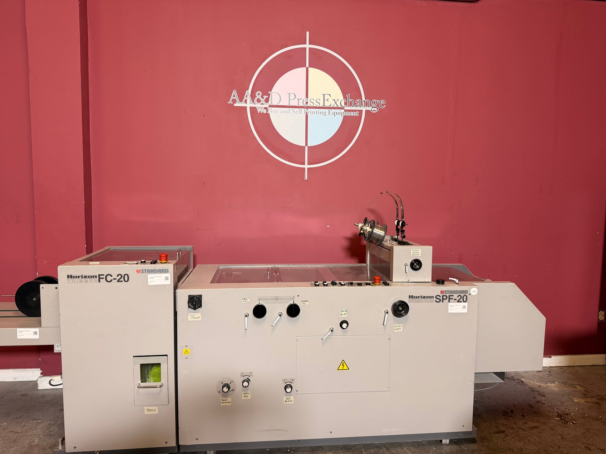 Used Horizon SPF-20 FC-20 booklet maker front view stitch fold trim system